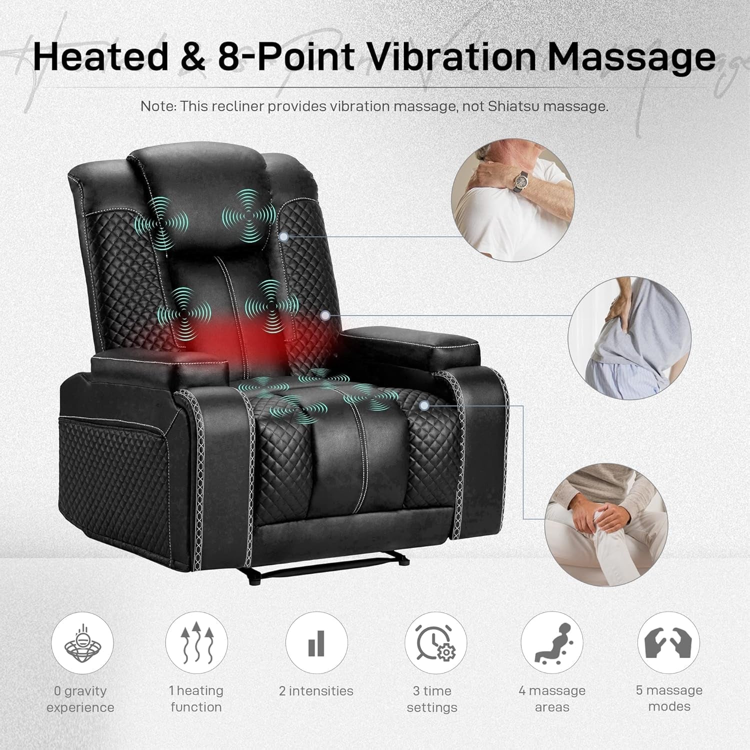 Recliner Chair Set of 2 Theater Seating with Massage & Heating Breathable Leather Sofa, USB Ports, Suitable Living Room Home Brown-4