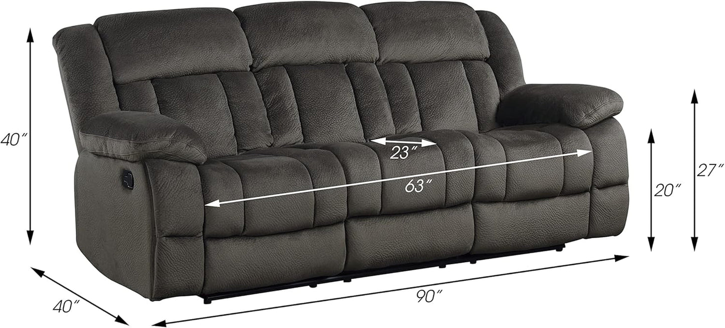 Reclining Living Room Set, Manual Reclining Sofas, Couches for Living Room, Includes Reclining Sofa and Dual Glider Recliner Loveseat, 2-Piece Set, Chocolate-3