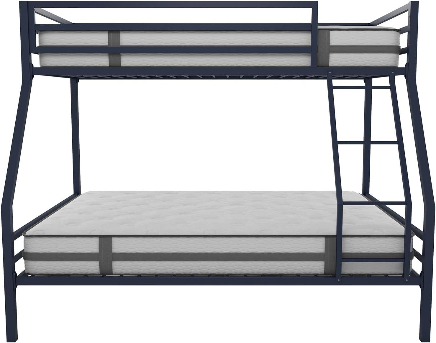 Maxwell Twin-Over-Full Metal Bunk Bed with Ladder and Guardrails, Navy Blue-4