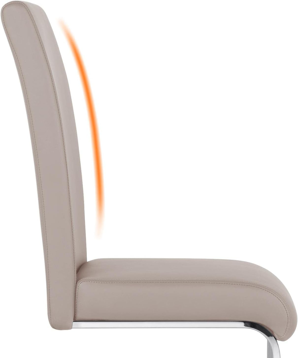 Dining Chairs High Back Leather Side Chairs Dining Living Room Chairs Upholstered Armless Chair with Metal Legs Home Kitchen Furniture Modern, 1 Package of 2Pcs, Light Brown-4