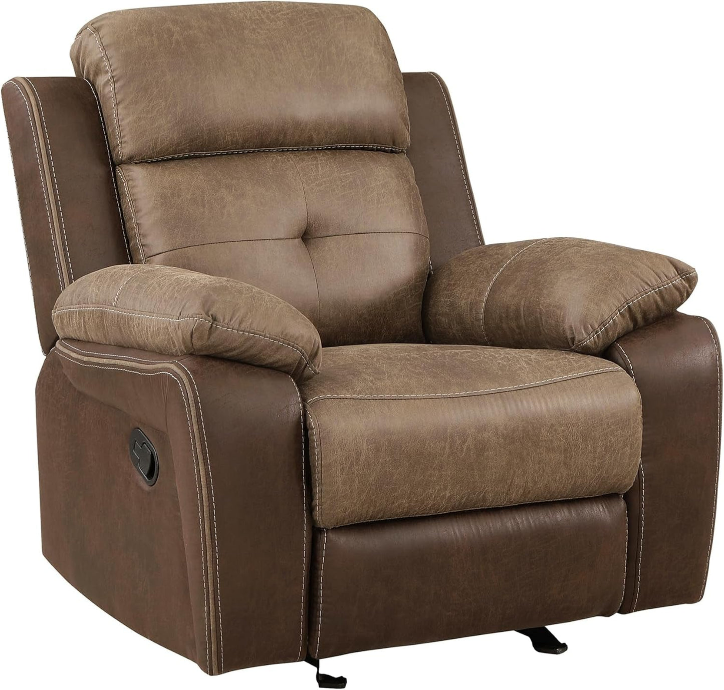 Marianna 3-Piece Reclining Living Room Sofa Set, Brown-3