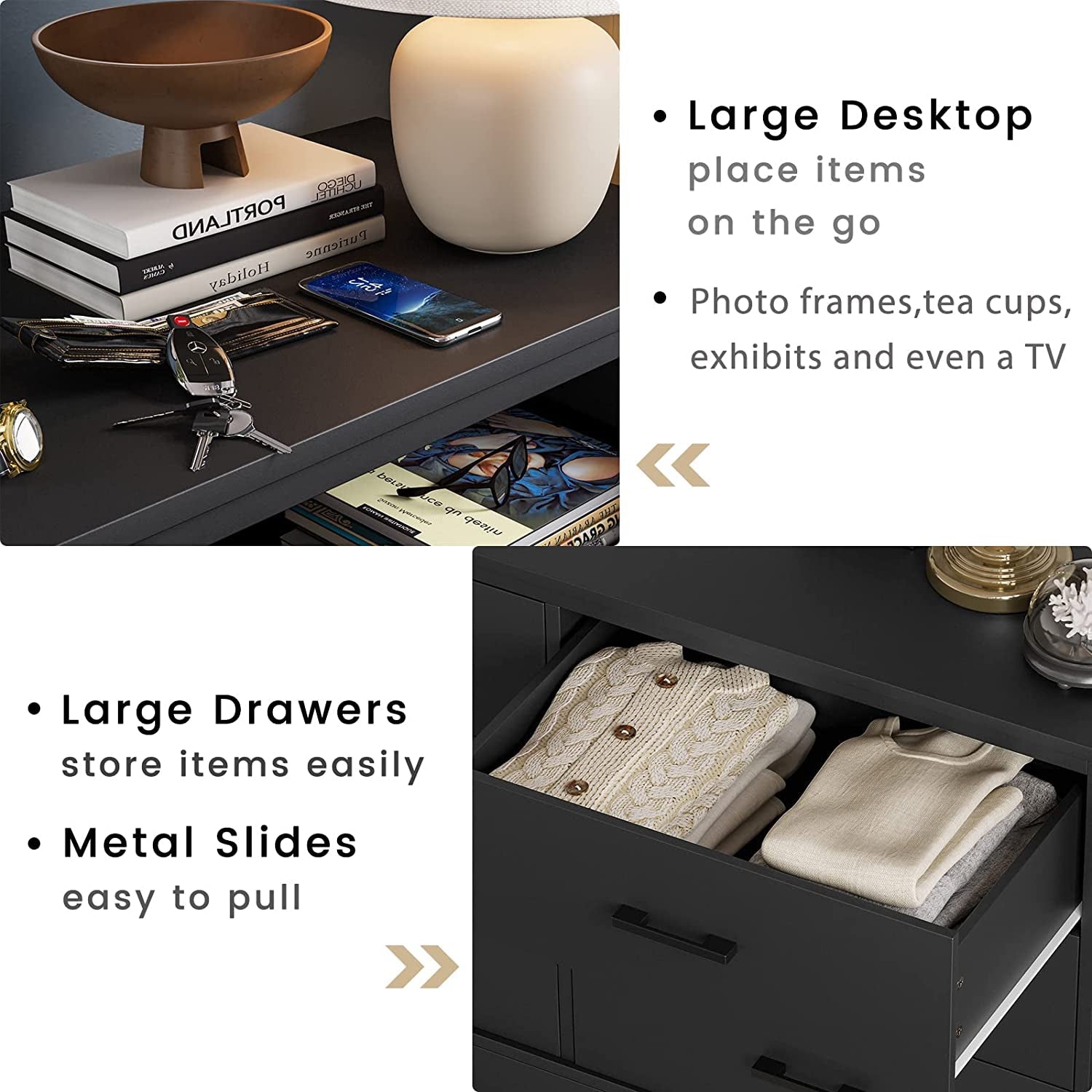 Double 6-Drawer Wood Storage Tower Organizer-4