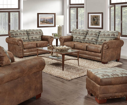 Model 8500-90K Deer Teal Lodge 4-Piece Living Room Set, Brown-1
