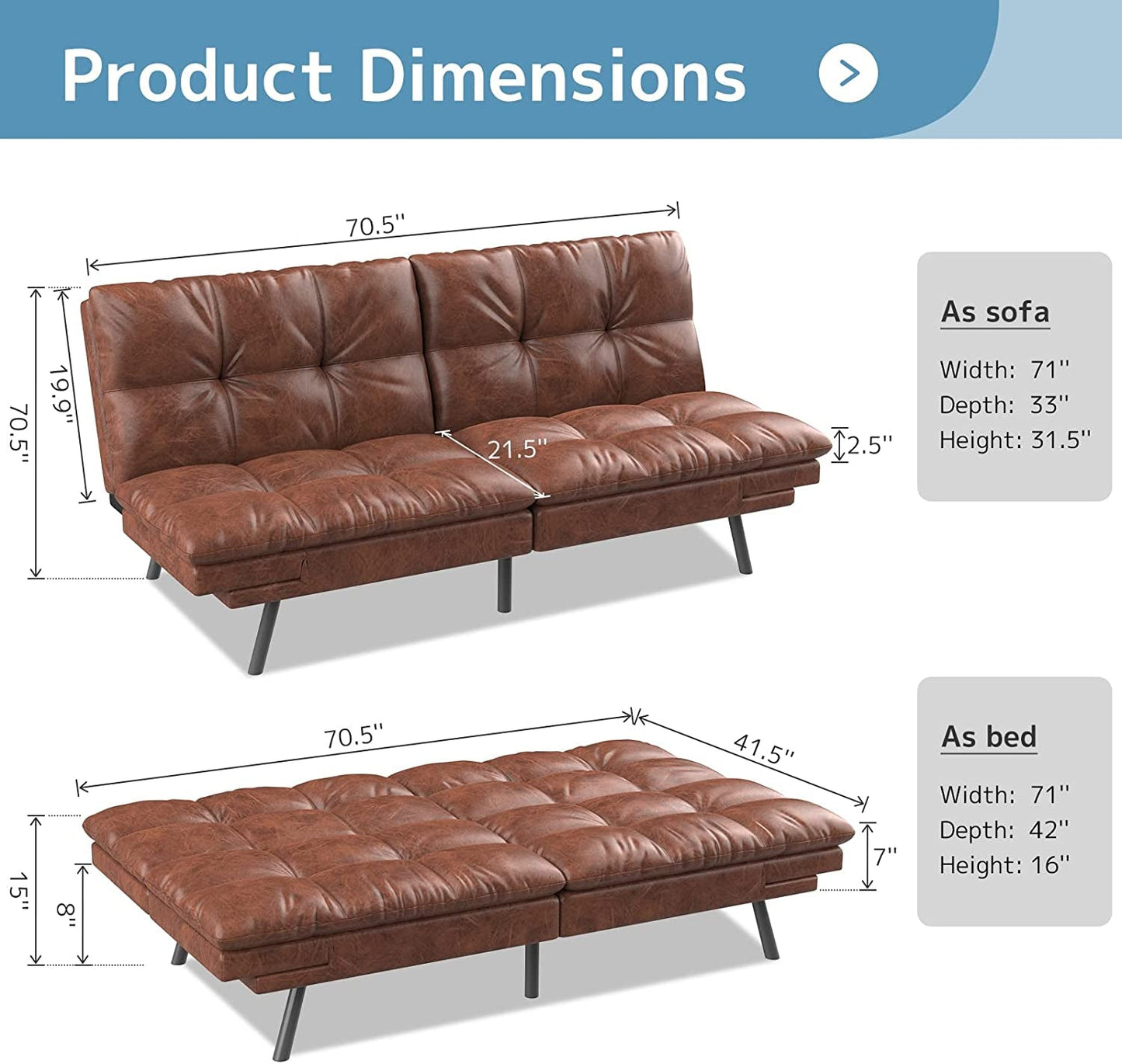 Memory Foam Futon Sofa Bed for Small Spaces-1