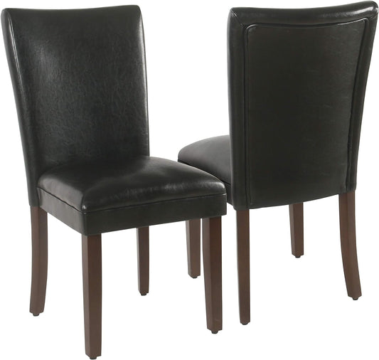 Parsons Dining Chair - Black Faux Leather (Set of 2)-0