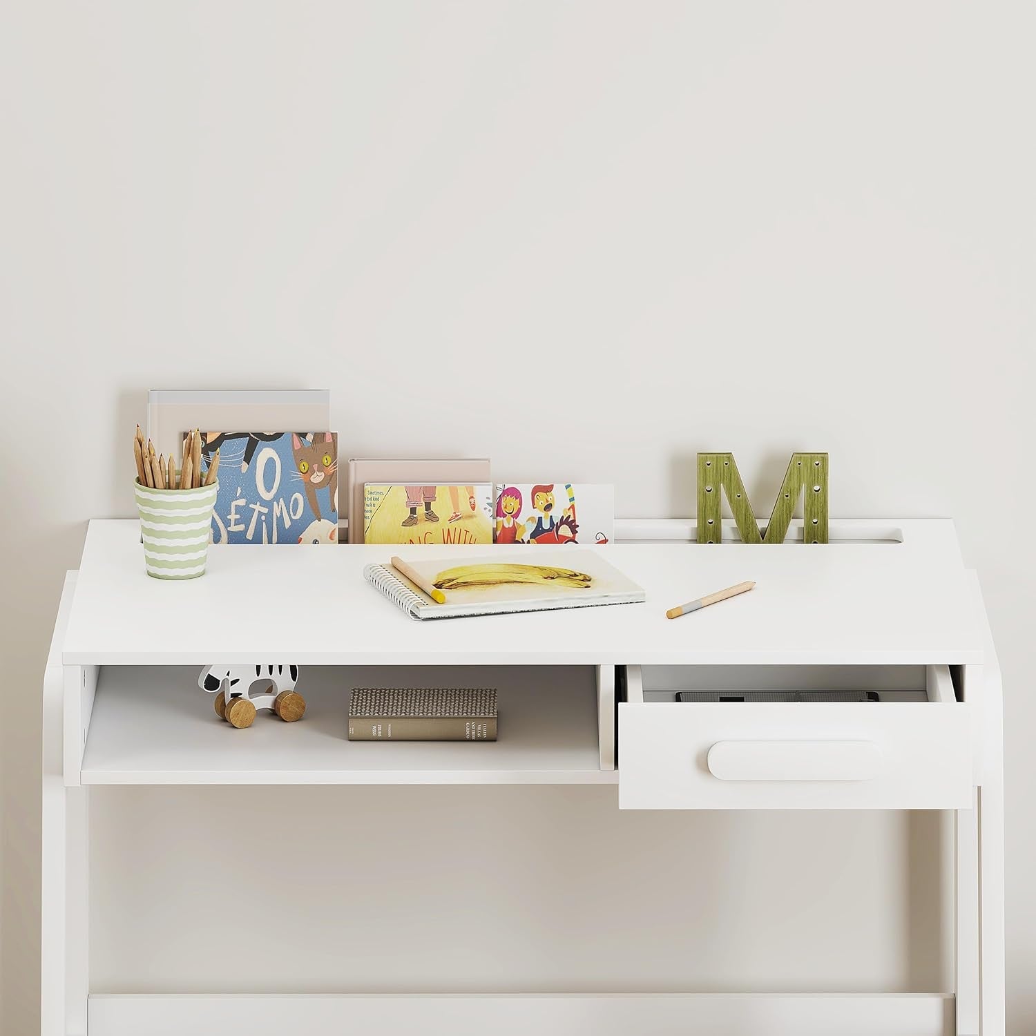 Kids Desk and Chair Set, Study Desk for Kids with Drawers, Wooden Children Study Table, Student Writing Desk Computer Workstation for Bedroom & Study Room-3