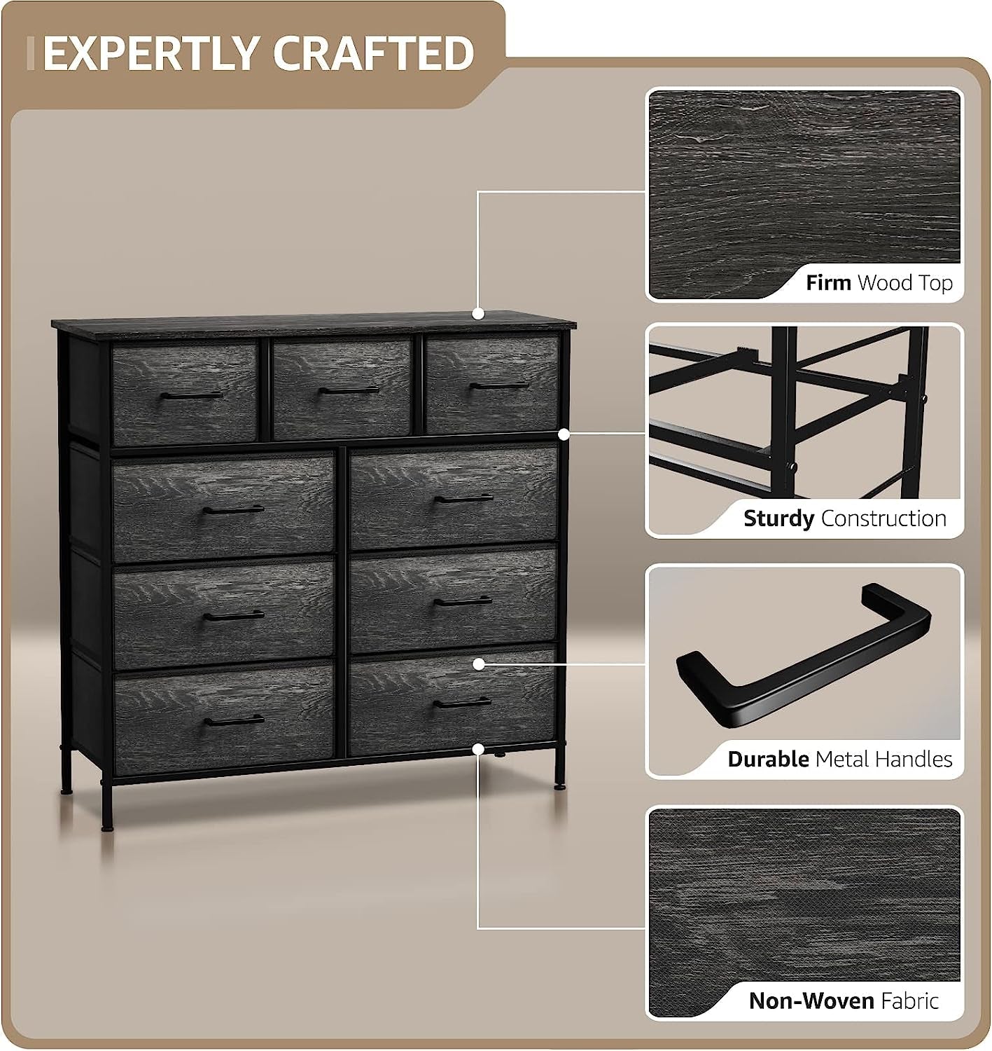 Faux Wood Dresser with 9 Drawers-3