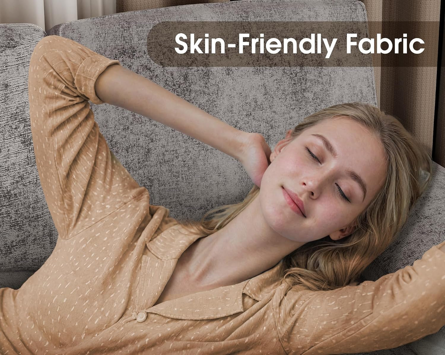 Sectional Couches for Living Room, U-Shaped Sofa Couch with Linen Fabric, 4 Seat Sofa Set with Double Chaise for Apartment (Fabric, Grey)-2