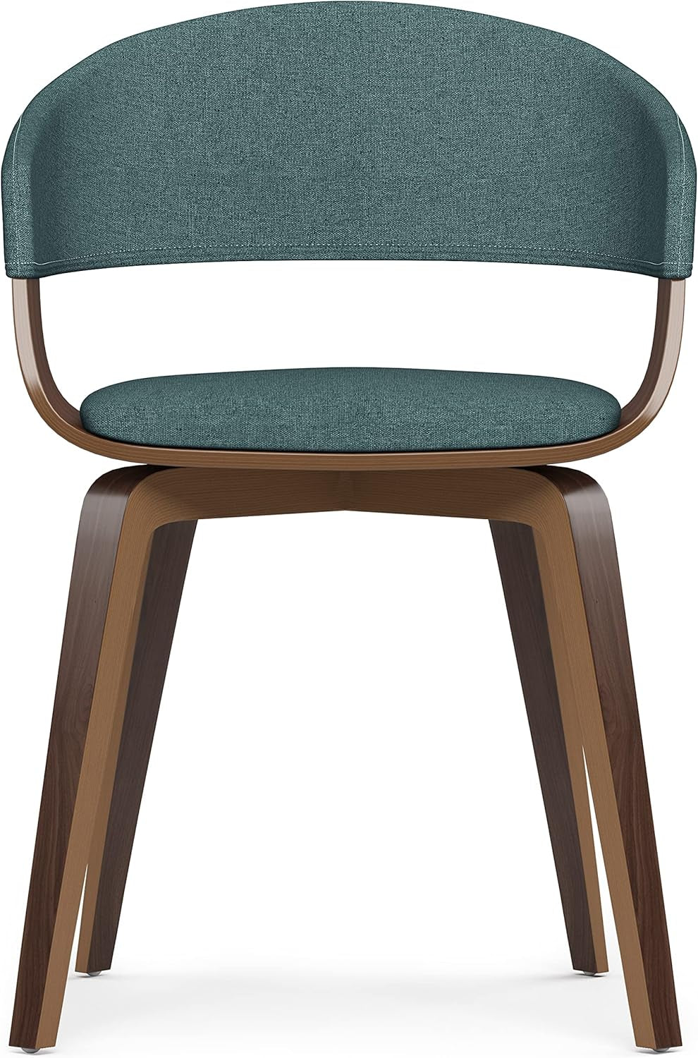 Lowell Mid Century Modern Bentwood Dining Chair in Light Turquoise Blue Linen Look Fabric, for the Dining Room-3