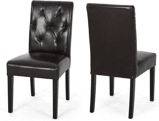 Gentry Bonded Leather Dining Chairs, 2-Pcs Set, Chocolate Brown-0