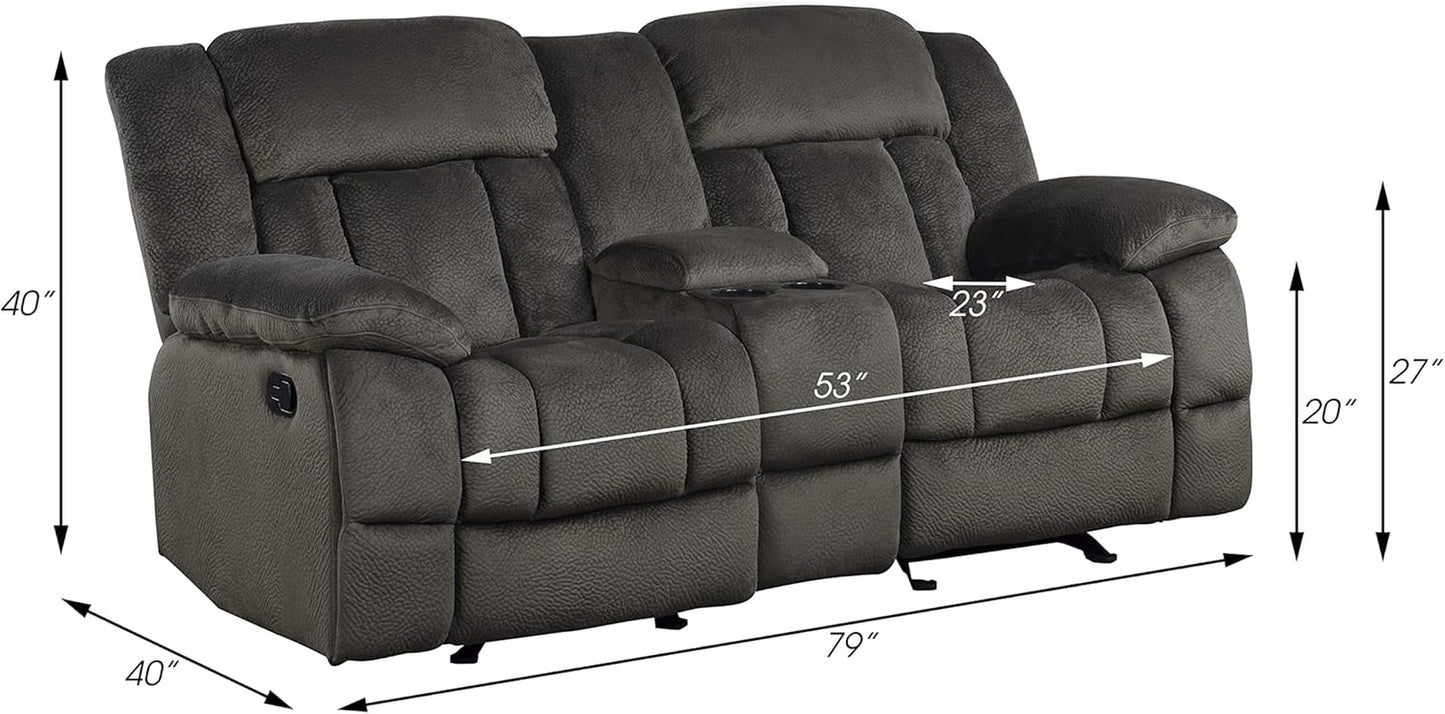 Reclining Living Room Set, Manual Reclining Sofas, Couches for Living Room, Includes Reclining Sofa and Dual Glider Recliner Loveseat, 2-Piece Set, Chocolate-2