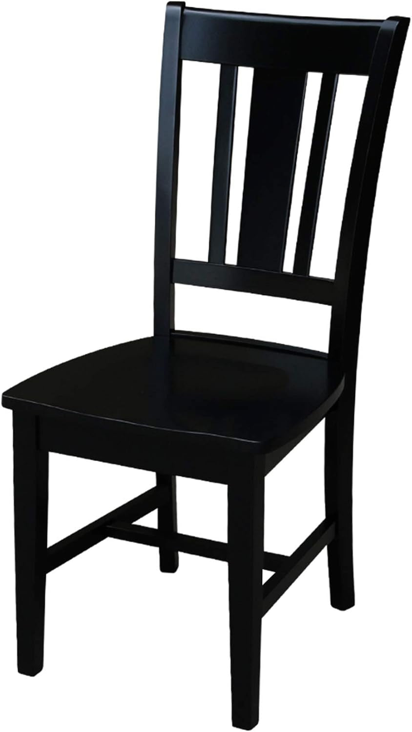 Set of Two San Remo Splatback Dining Chairs, Black, 225Lbs Wt Capacity, Solid Real Wood, Sturdy Parawood, Black-0