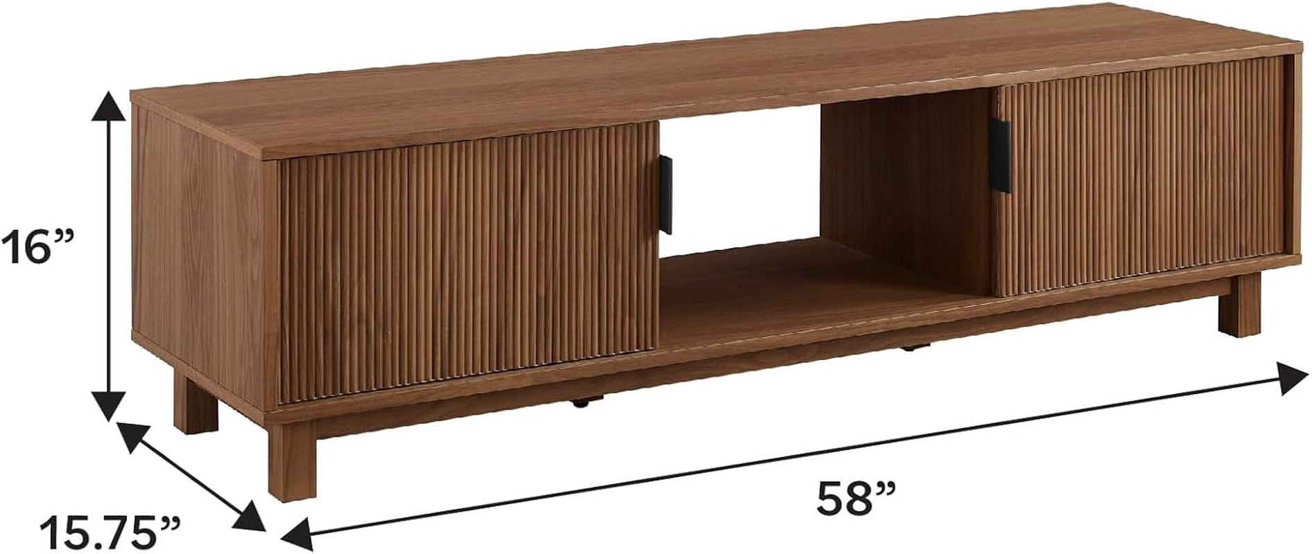 Walton Modern Fluted-Door Low TV Stand for Tvs up to 65 Inches, 58 Inch, Mocha-2