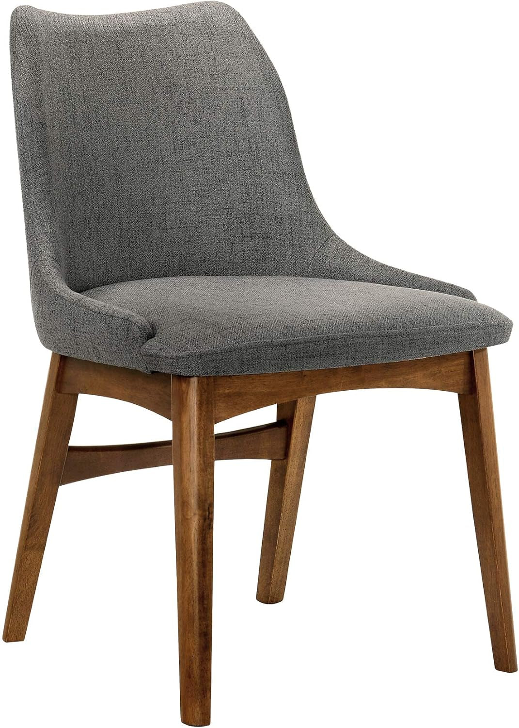 Azalea Fabric Wood Dining Side Chairs-Set of 2, 19" SH, Charcoal/Walnut-2