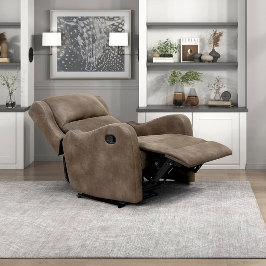 Recliner Chair Living Room Reclining Sofa Chair, Home Theater Seating Modern Recliner, Manual Recliner Sofa Chair for Living Room/Office/Apartment, Wall Hugger Recliner, Brown-0