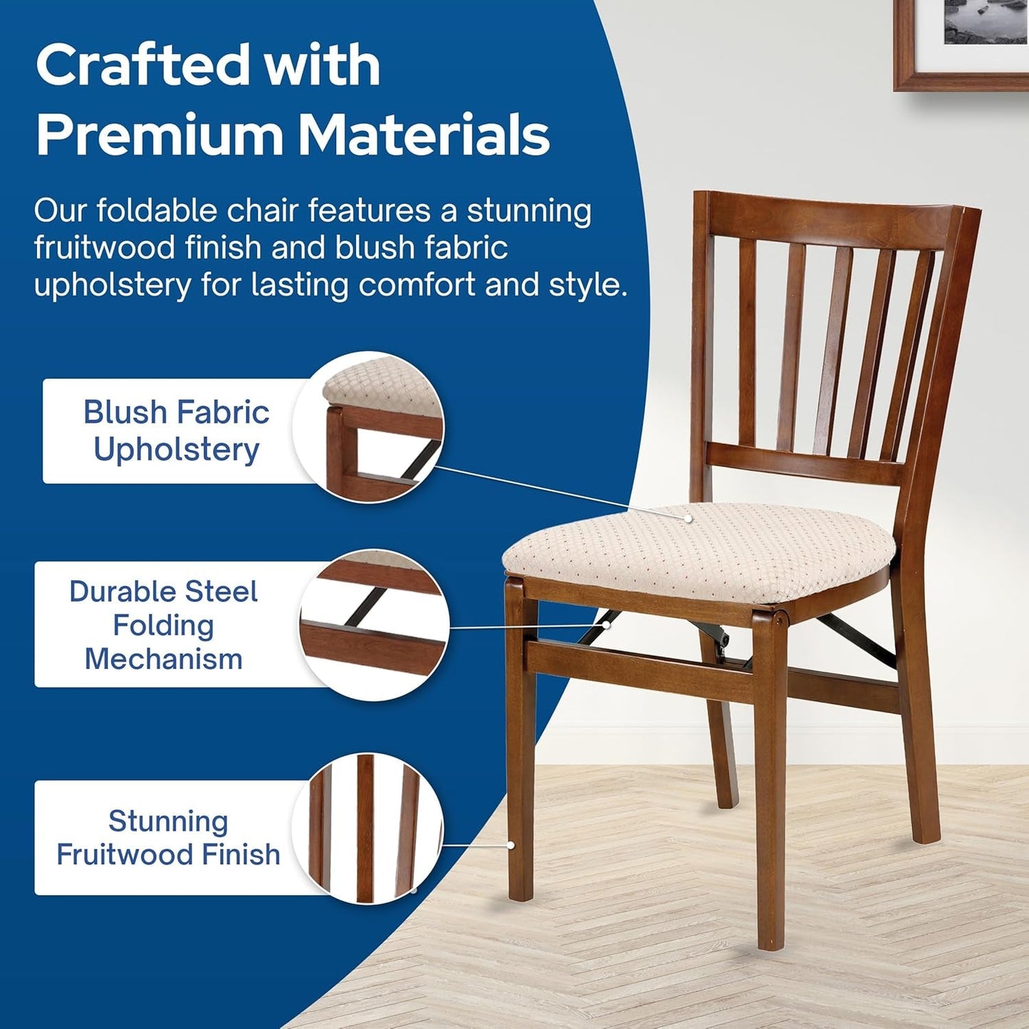 Stakmore School House Folding Chair Finish, Set of 2, Fruitwood, 8.25D X 17W X 35.5H In-3