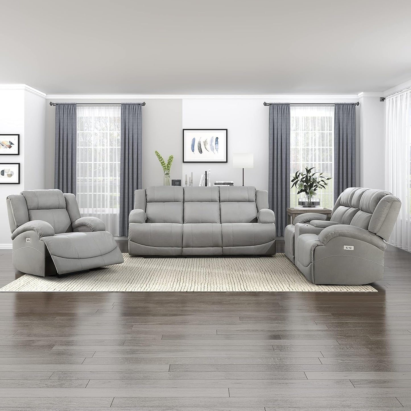 Landwood Power Reclining Living Room Set, 3-Piece, Gray-0