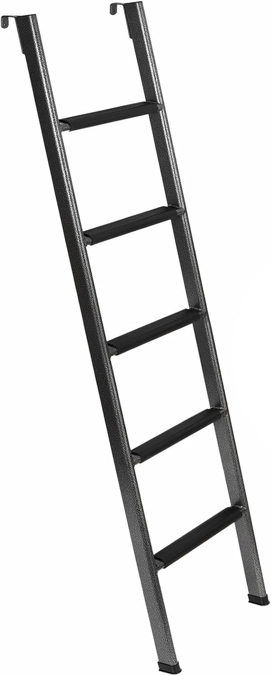 Anti-Slip RV Bunk Ladder, 72In Integrated Heavy Duty Steel Camper Bunk Bed Ladder with Anti-Slip Rubber Foot Pads and Hooks - Black-0