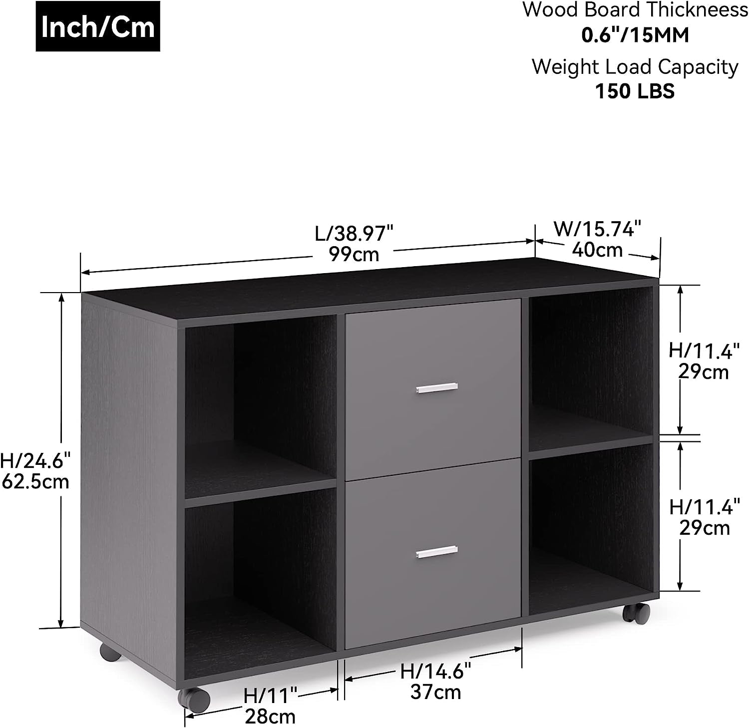 Large Mobile File Cabinet with Printer Stand-2