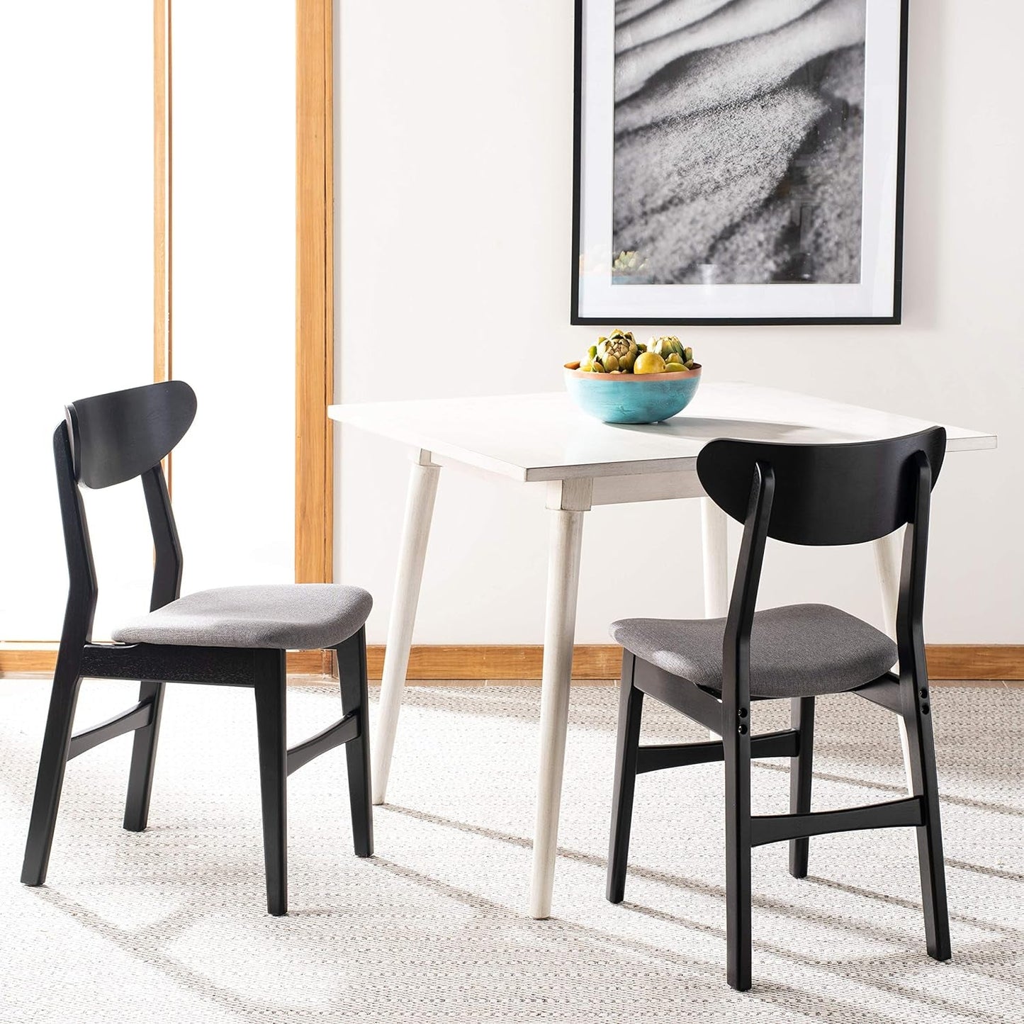 Home Lucca Retro Black and Grey Cushion Dining Chair, Set of 2-4