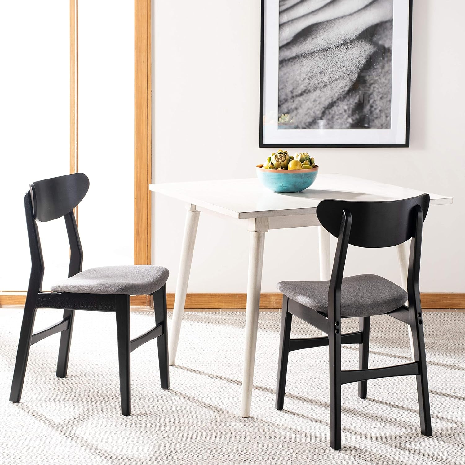 Home Lucca Retro Black and Grey Cushion Dining Chair, Set of 2-4