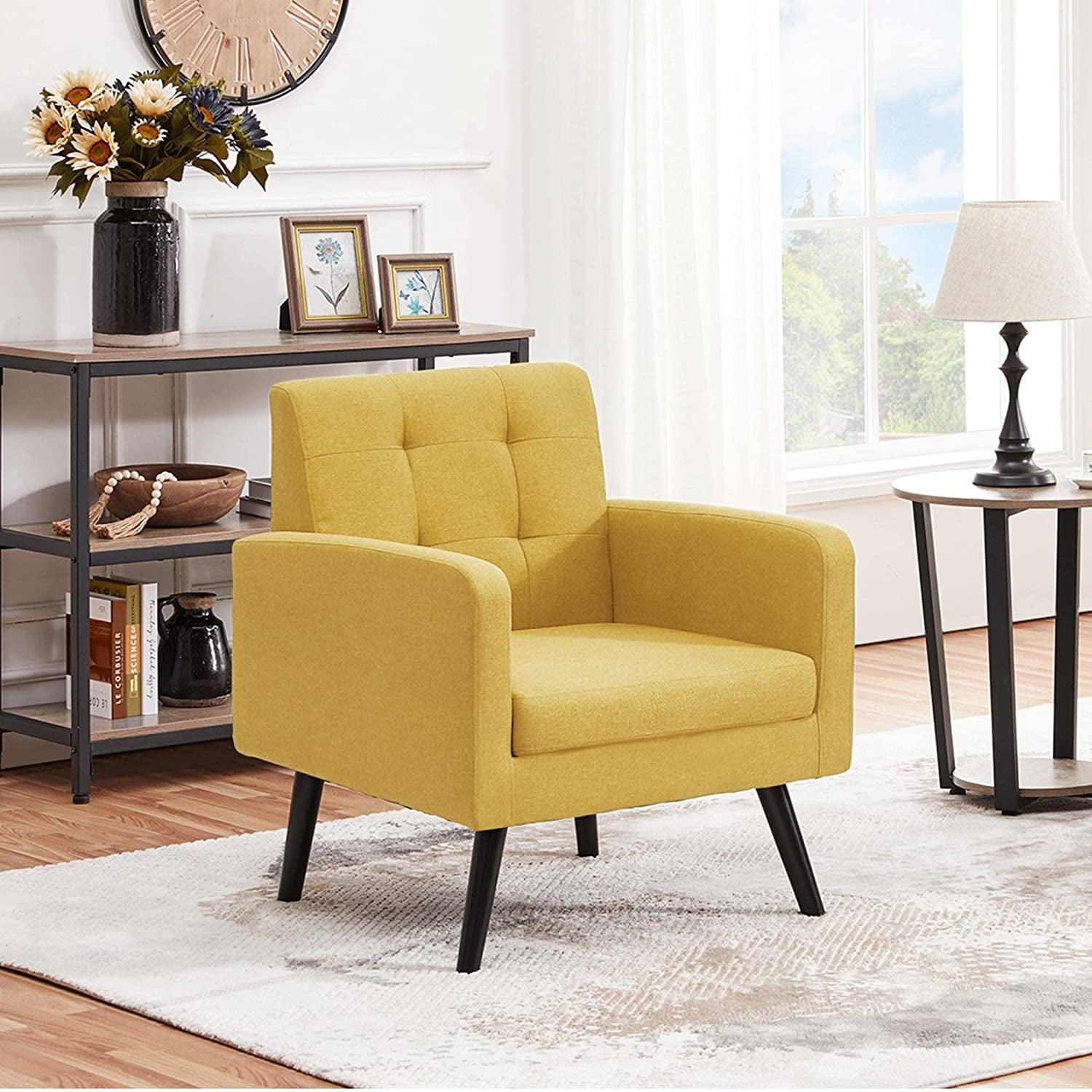 Yellow Mid-Century Modern Accent Chair-0