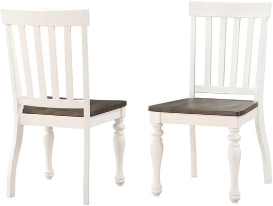 Furniture Joanna Side Chair, Set of 2 Chairs, Farmhouse Style, 2-Tone Charcoal/Ivory Finish, Scooped Wood Seat, Dining Room, Slat Back, 20" L X 23.5" W X 40" H, Ivory, Charcoal-0