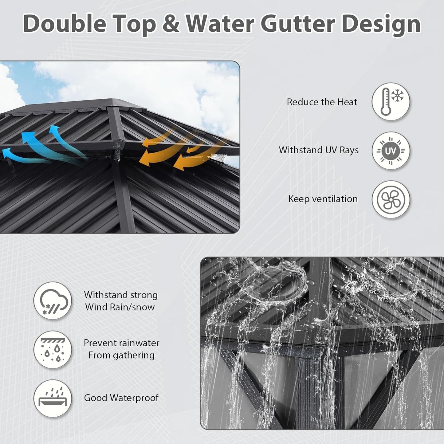 12x14 Hardtop Gazebo Aluminum Frame Steel Roof-3