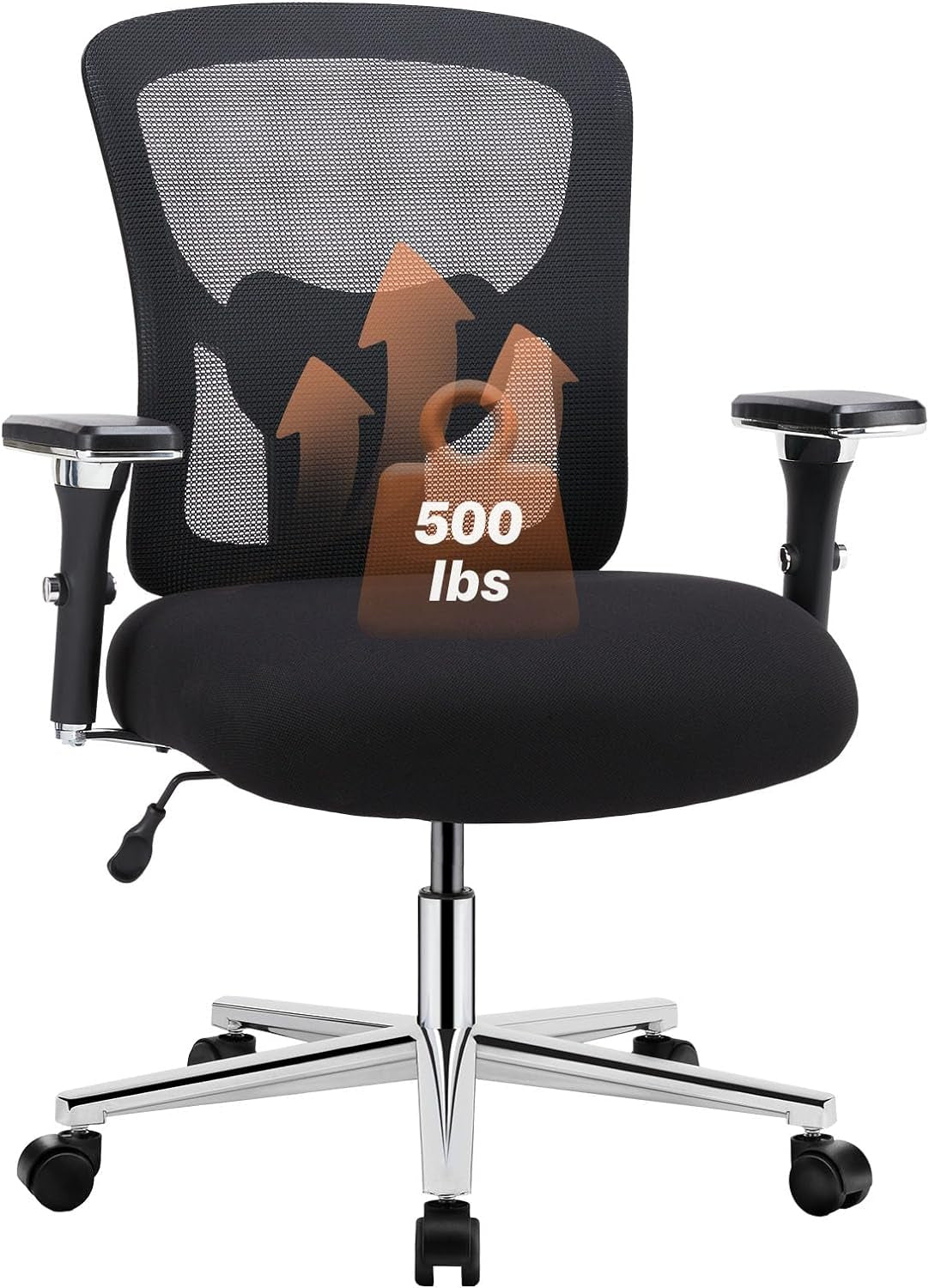 Big and Tall Office Desk Chair with Lumbar Support, 500Lbs Heavy Duty Mesh Ergonomic Computer Chair with Arm and Wide Comfy Seat, Wheels for Adult-0