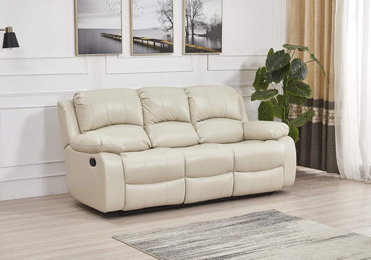 2PC Bonded Leather Recliner Set, Sofa, Loveseat, 8018, Beige-0
