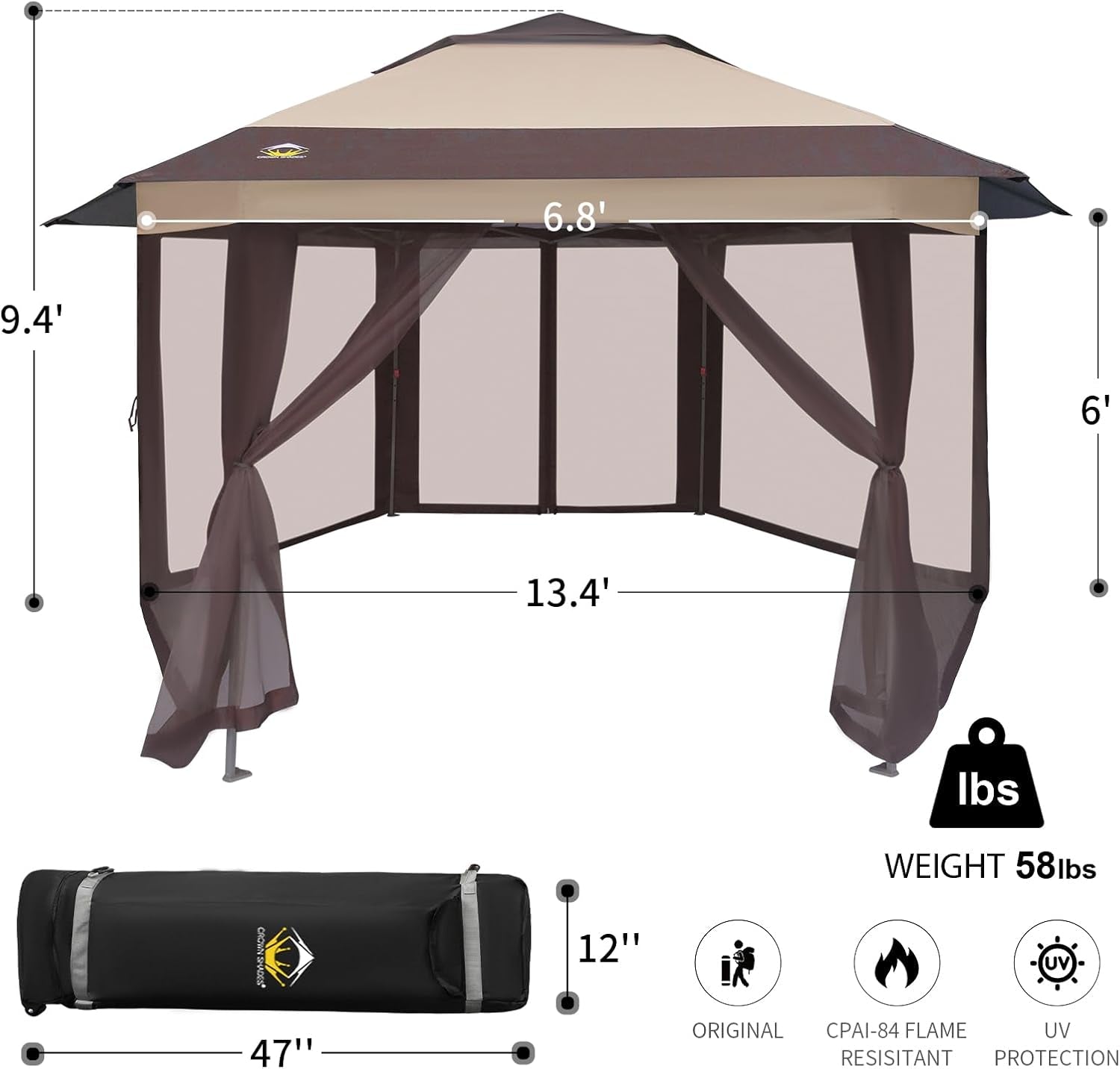 16x16 Pop Up Gazebo Mosquito Netting Patio Party-2