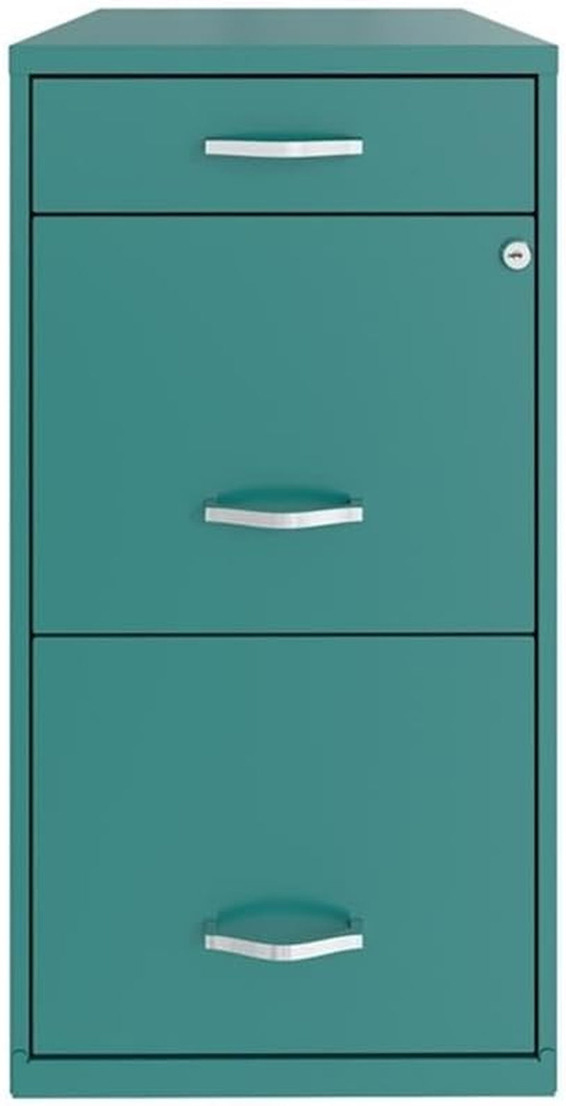 3 Drawers 27.32" Vertical Turquoise Metal Filing Cabinet Lockable Pre-Assembled Stationary Letter Size for Home, Office-2