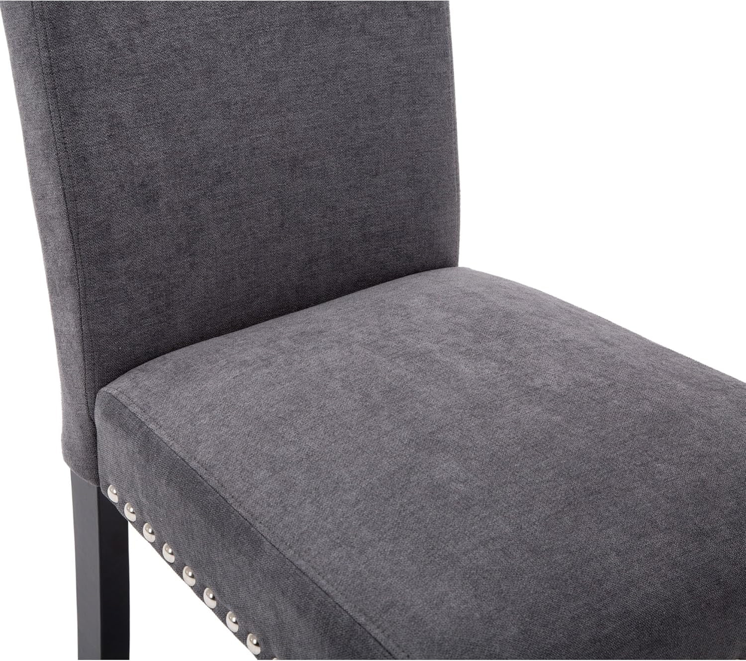 Dining Chair Upholstered Fabric Dining Chairs with Copper Nails,Set of 2,Grey-4