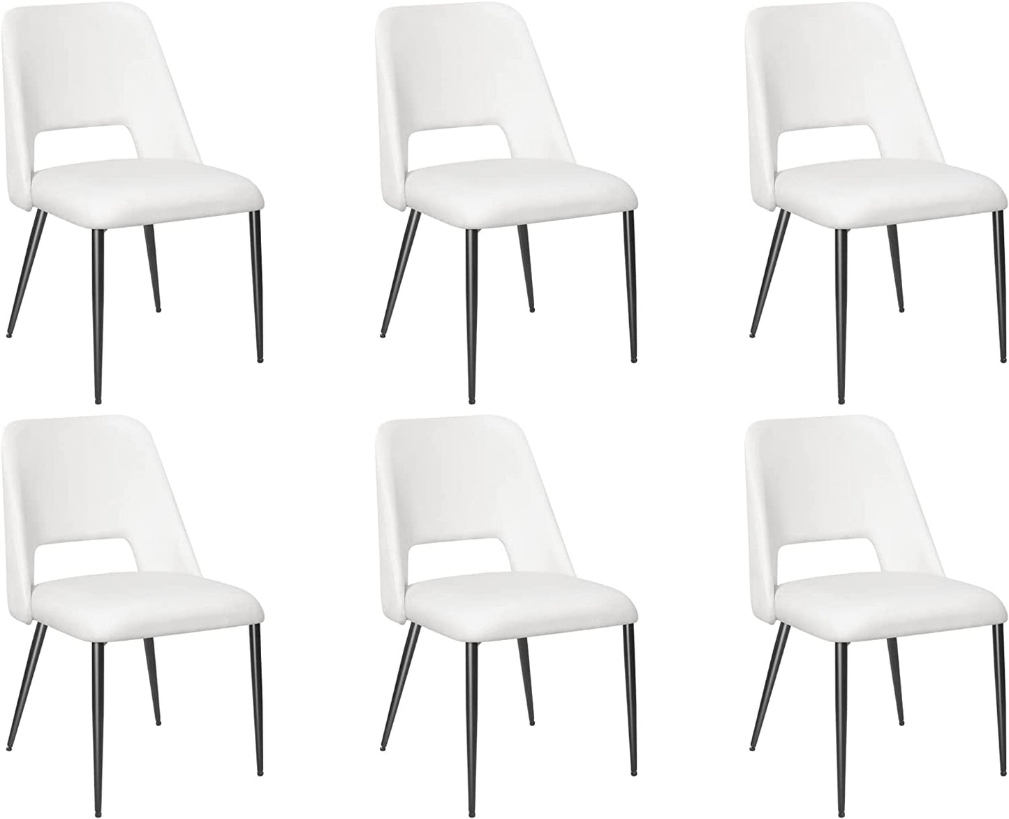 Set of 6 Cream Velvet Dining Chairs-3