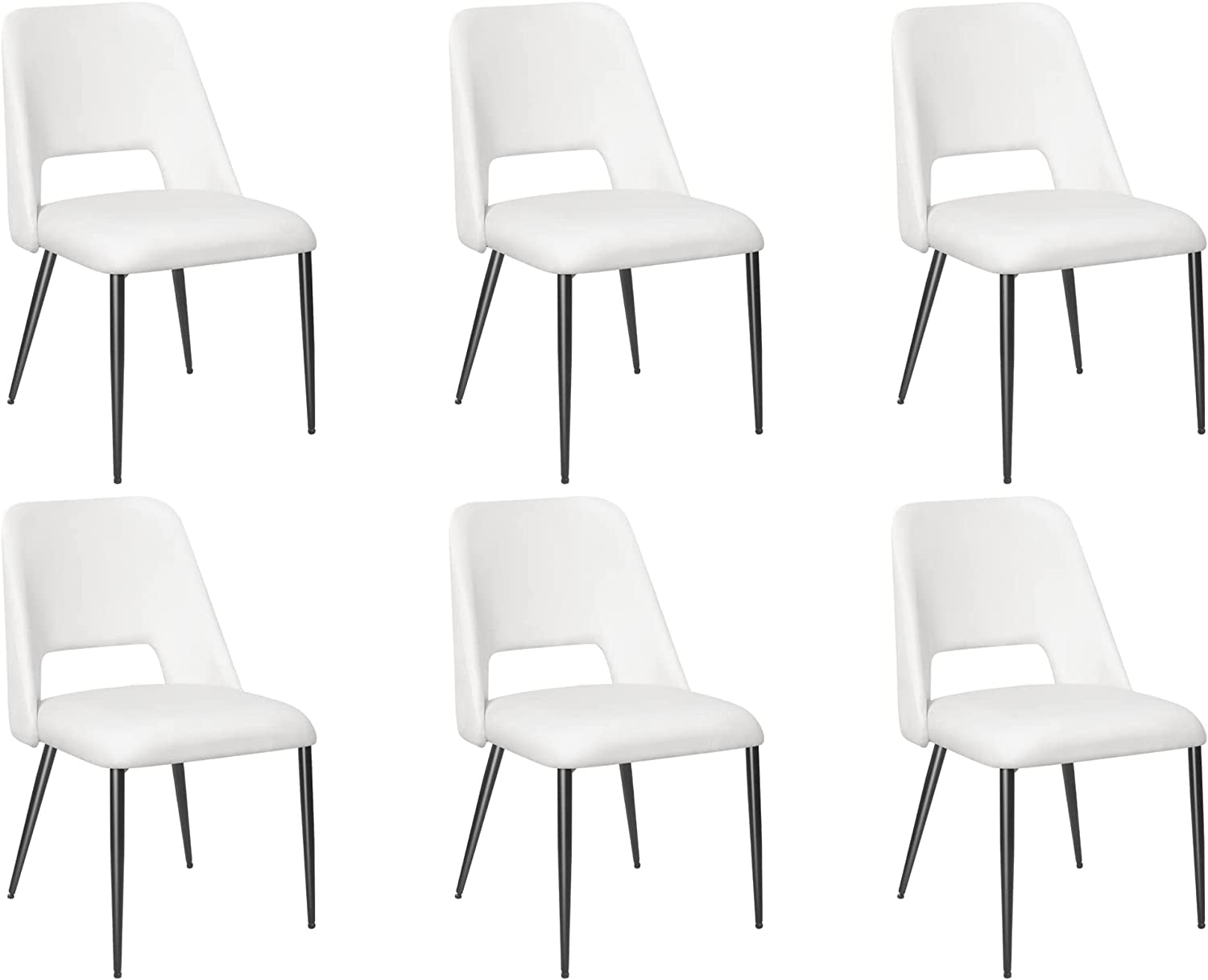 Set of 6 Cream Velvet Dining Chairs-3