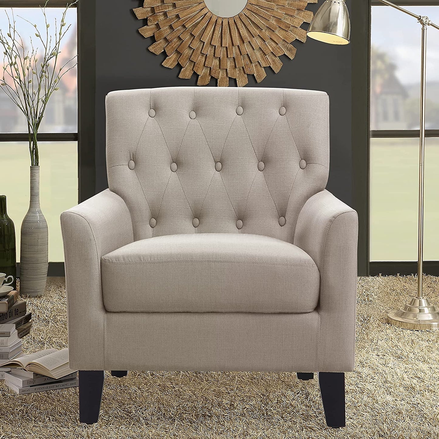 Comfy Beige Accent Chairs for Small Spaces-0