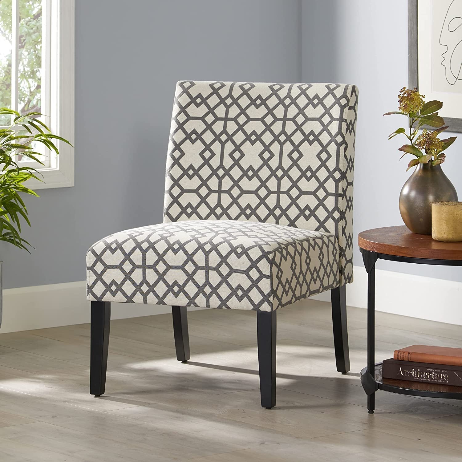 Grey Geometric Accent Chair by Christopher Knight Home-0