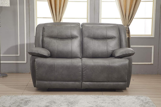 Bonded Leather Reclining Sofa Couch Set Living Room Set 8006 (Grey, Loveseat)-0