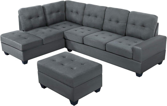 Modern L-Shaped Sectional Sofa Couch with Storage Ottoman-0
