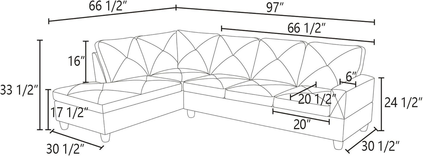 L-Shaped Sectional Sofa Set, Luxurious Flannelette 5-Seat Couches, Durable and Comfortable, Space-Saving Design Perfect for Modern Living Room, Apartment, Red-1