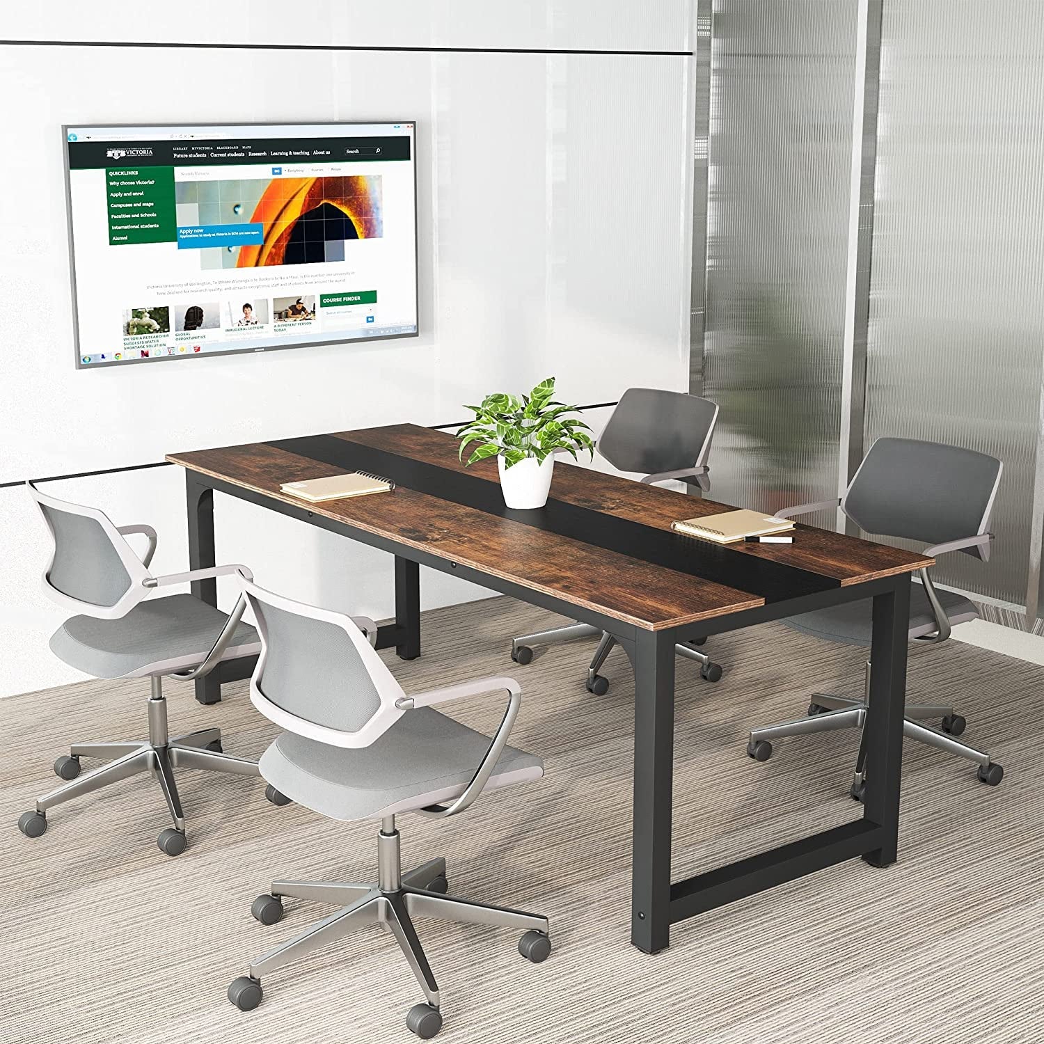 Large Rustic Office Desk with Spacious Leg Room-3