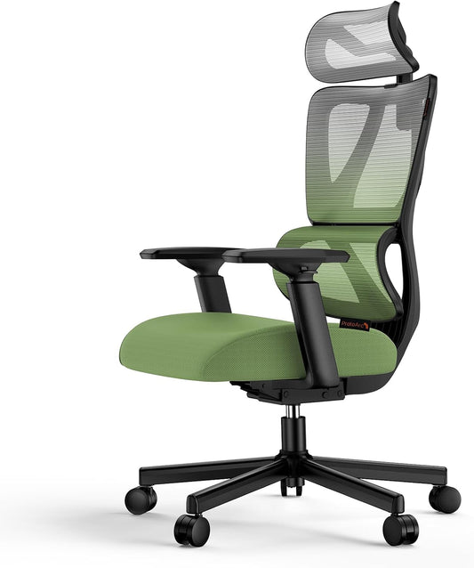 Ergonomic Office Chair with Adaptive Lumbar Support, Wintex Breathable Mesh Computer Chair with Headrest and Spring Cushion for Home Office, Desk Chair with Wheels EC100 (Green)-0